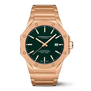 Tannengrün, Edelstahlband Roségold-PVD, Roségold-PVD