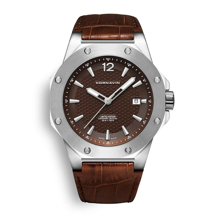 Cornavin Downtown 3-H Herren, 41 mm, Lederarmband