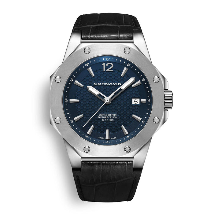 Cornavin Downtown 3-H Herren, 41 mm, Lederarmband