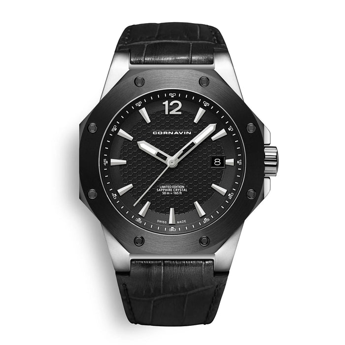 Cornavin Downtown 3-H Herren, 41 mm, Lederarmband