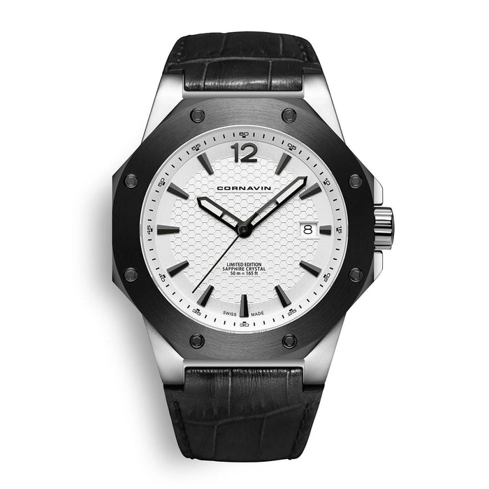 Cornavin Downtown 3-H Herren, 41 mm, Lederarmband