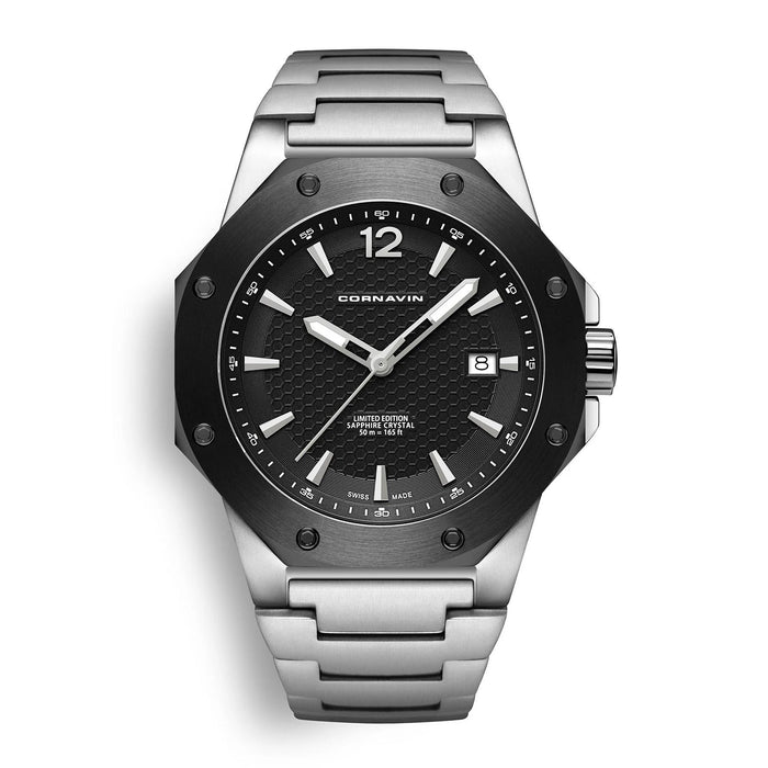 Cornavin Downtown 3-H Herren, 41 mm, Edelstahlband