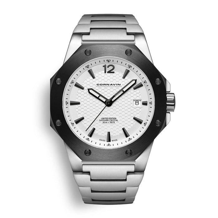 Cornavin Downtown 3-H Herren, 41 mm, Edelstahlband