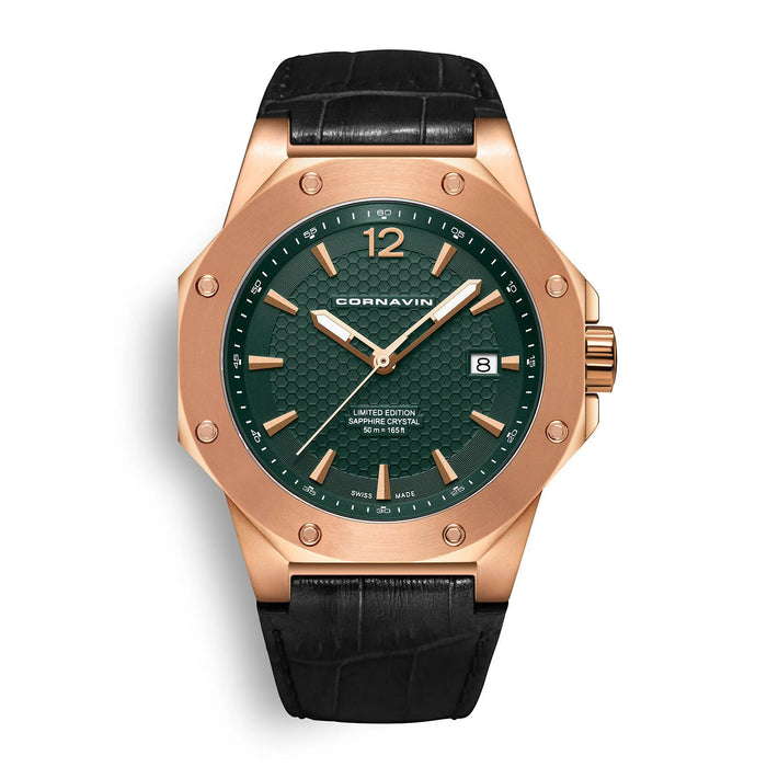 Cornavin Downtown 3-H Herren, 41 mm, Lederarmband