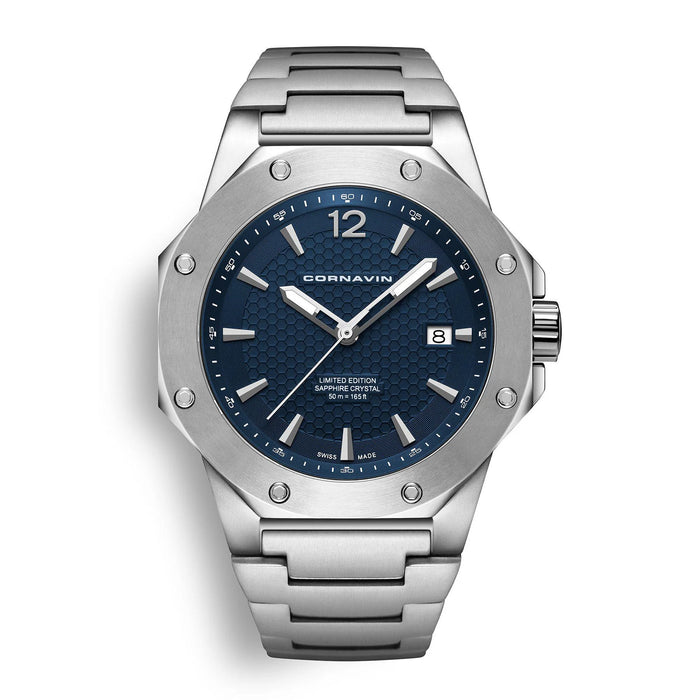 Cornavin Downtown 3-H Herren, 41 mm, Edelstahlband