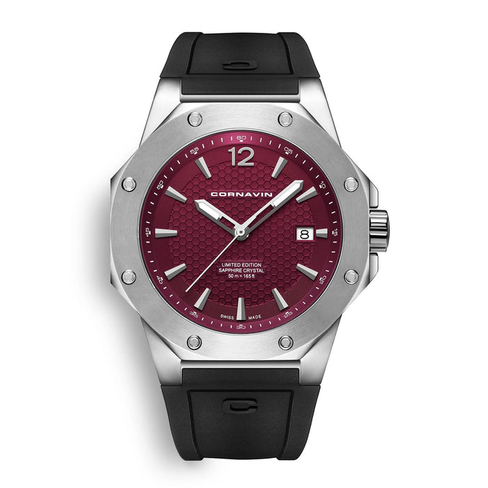 Cornavin Downtown 3-H Herren, 41 mm, Kautschukarmband