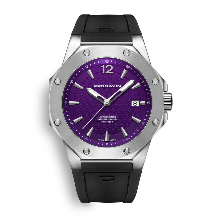 Cornavin Downtown 3-H Herren, 41 mm, Kautschukarmband