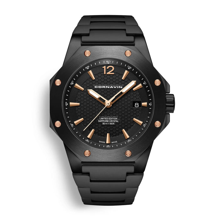 Cornavin Downtown 3-H Herren, 41 mm, Edelstahlband