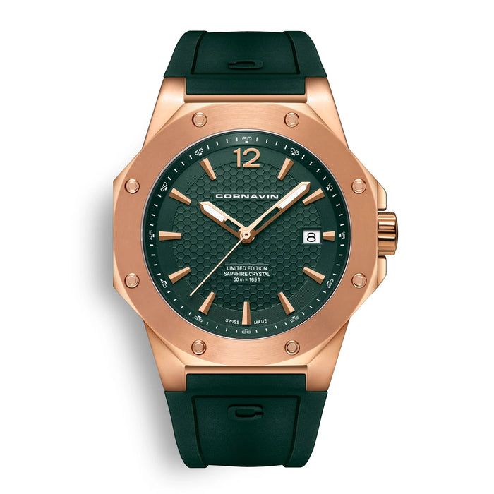 Cornavin Downtown 3-H Herren, 41 mm, Kautschukarmband