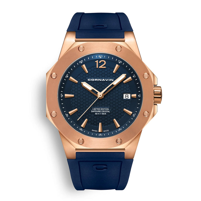 Cornavin Downtown 3-H Herren, 41 mm, Kautschukarmband