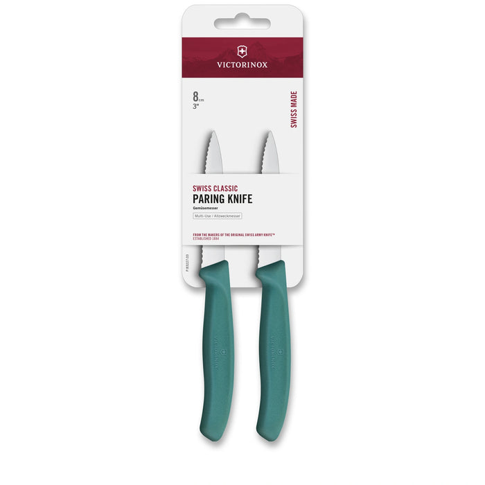 Swiss Classic, Gemüsemesser, 2Stk, 8 cm, Wellenschliff, spitz