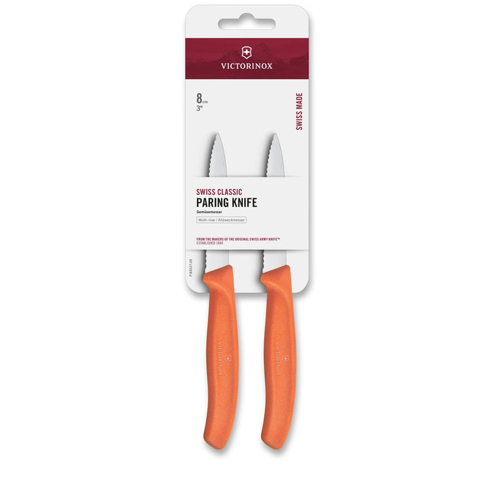Swiss Classic, Gemüsemesser, 2Stk, 8 cm, Wellenschliff, spitz