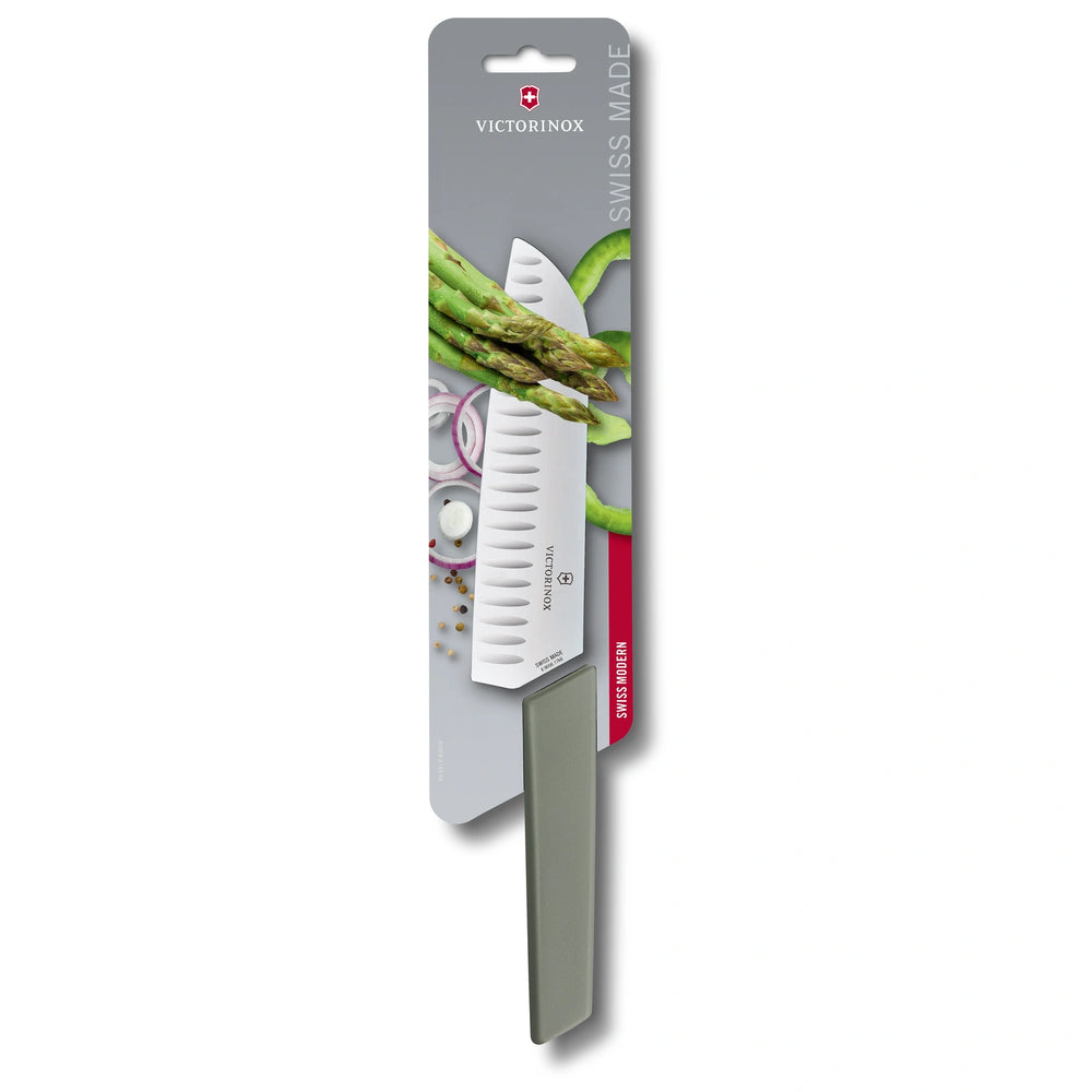 Swiss Modern, couteau santoku, 17 cm, droit, alvéolé