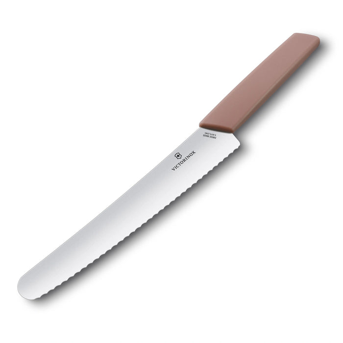 Swiss Modern, Brot- und Konditormesser, 22 cm, Wellen, apricot