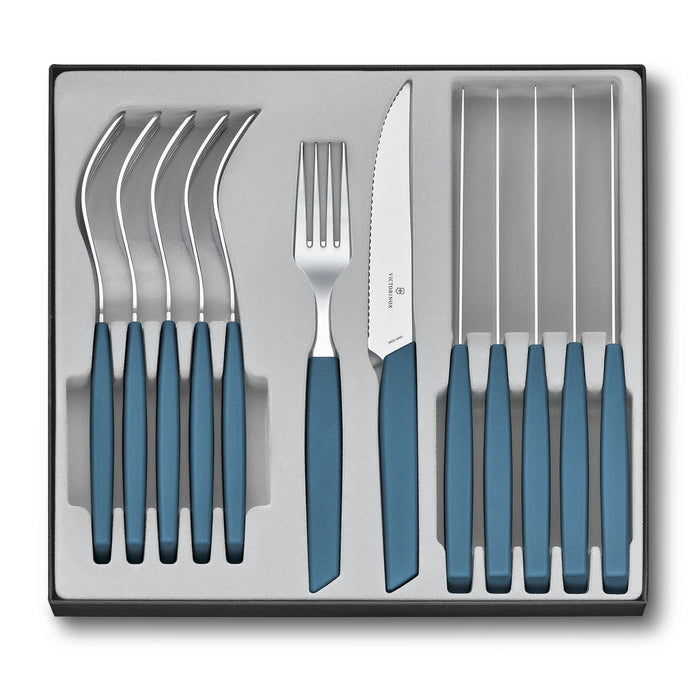 Modern, Besteckset (Steakmesser), 12tlg, 12 cm, Wellen, cornfl.
