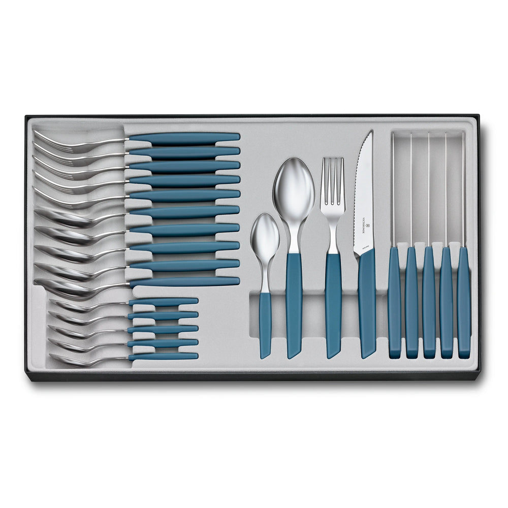 Modern, Besteckset (Steakmesser), 24tlg, 12 cm, Wellen, cornfl.