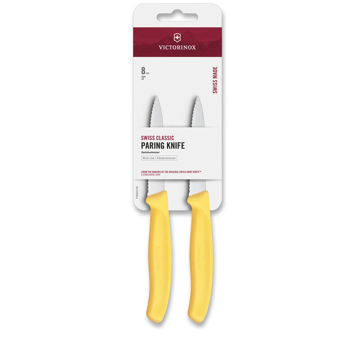 Swiss Classic, Gemüsemesser, 2Stk, 8 cm, Wellenschliff, spitz