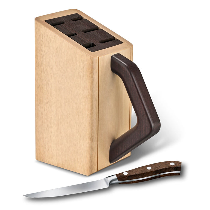 Knife block, beech wood, empty