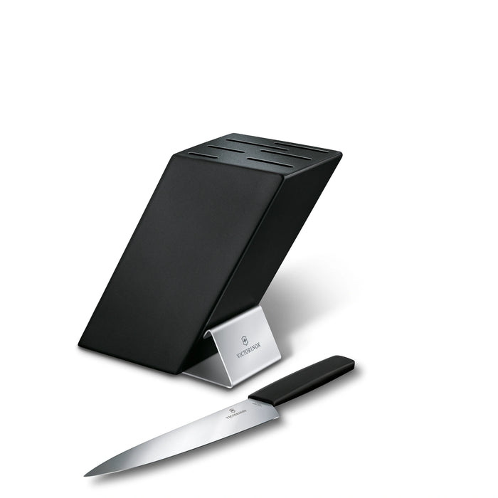 Modern, knife block, black beech wood, empty