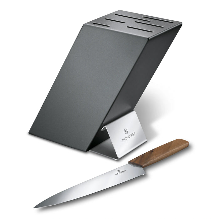 Modern, knife block, beech wood anthracite, empty