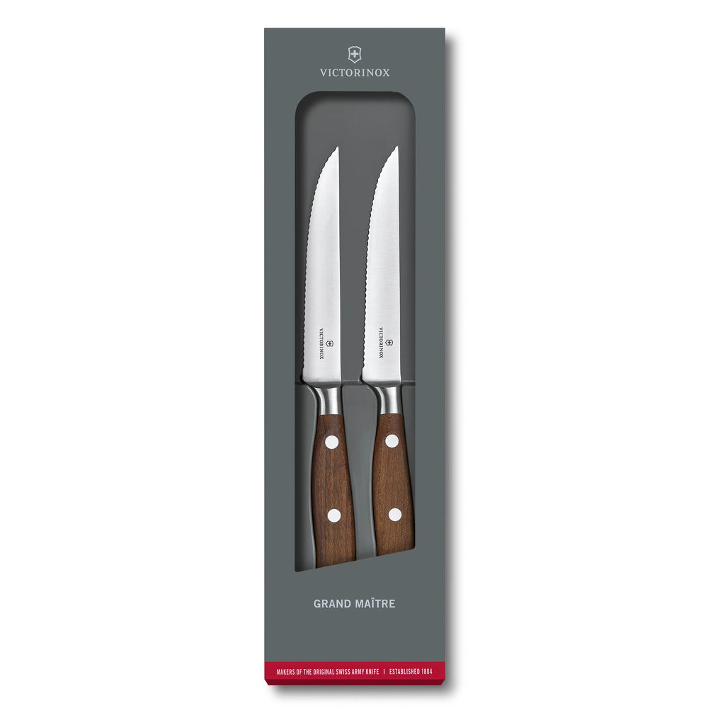 Grand Maître, Steakmesser Set, 2tlg, 12 cm, Wellen, mod. Ahorn