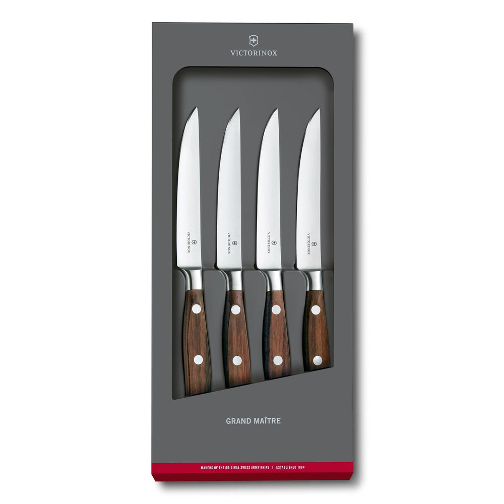 Grand Maître, Steakmesser Set, 4tlg, 12 cm, gerade, mod. Ahorn