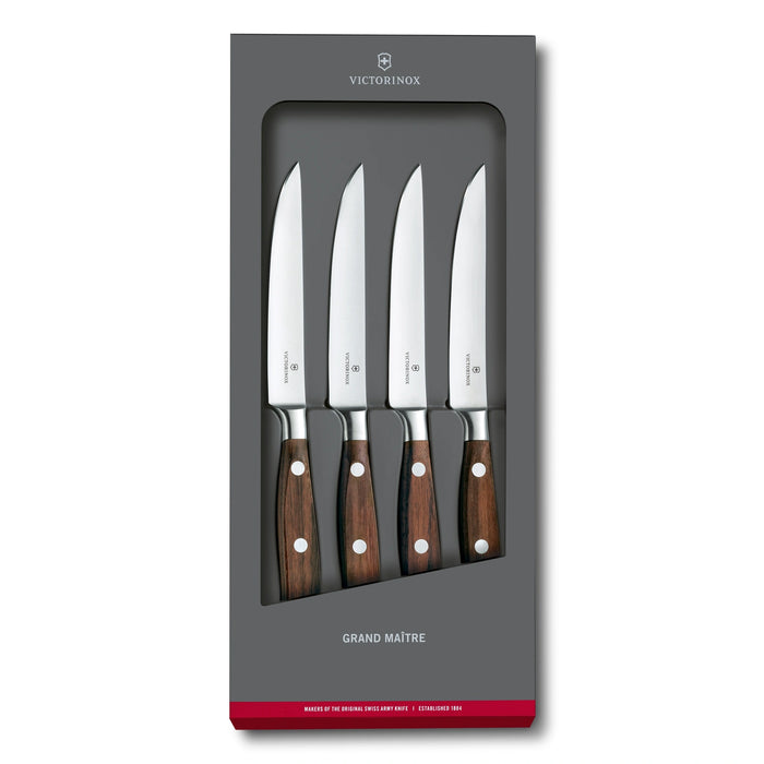 Grand Maître, Steakmesser Set, 4tlg, 12 cm, gerade, mod. Ahorn