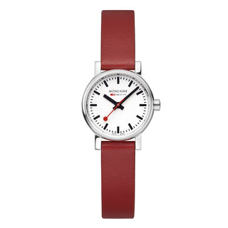 Bracelet en cuir de raisin végan rouge, boîtier Acier poli