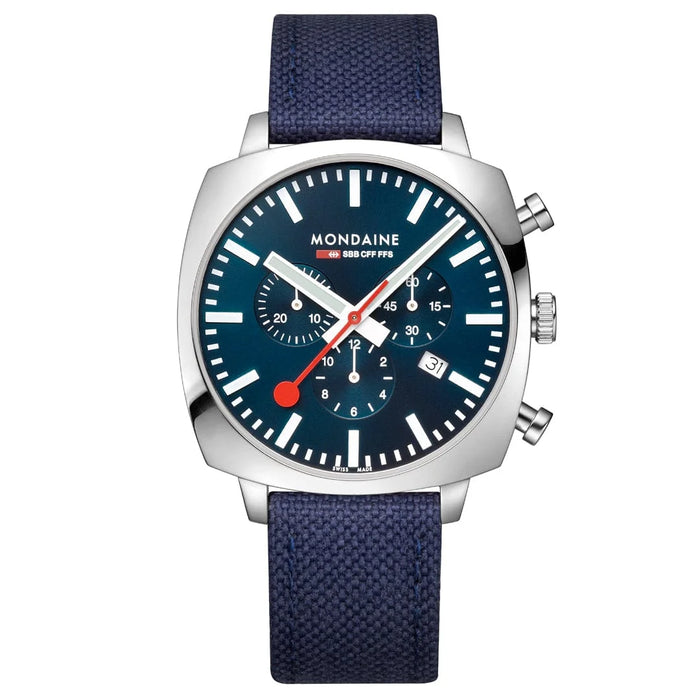 Mondaine SBB Cushion Chronograph, 41 mm