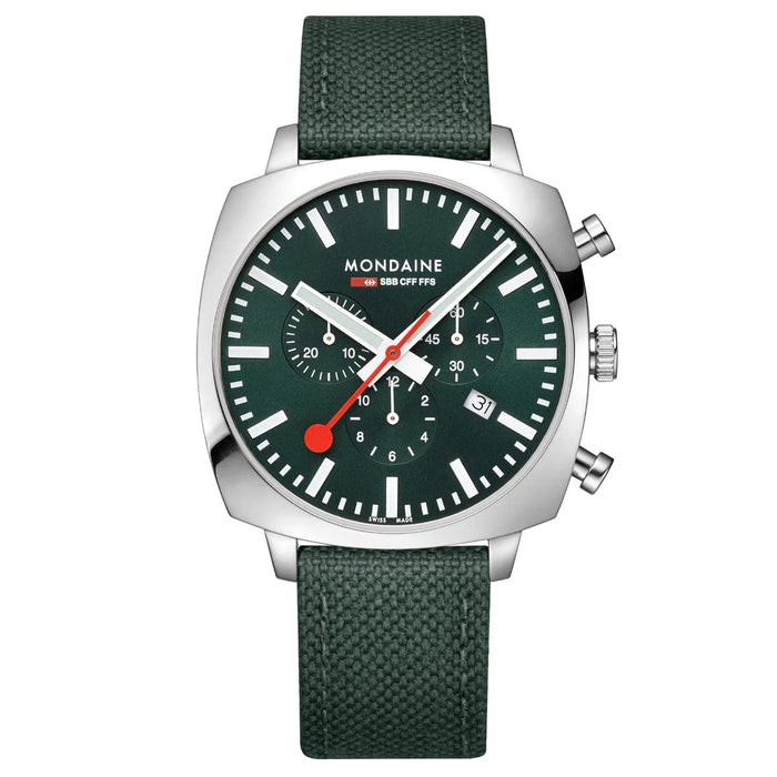 Mondaine SBB Cushion Chronograph, 41 mm
